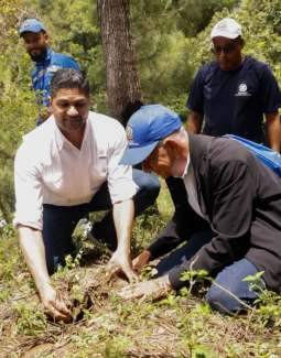 Senador de San Cristóbal y presidente del senado encabezan jornada de reforestación en la cuenca alta del río Nizao